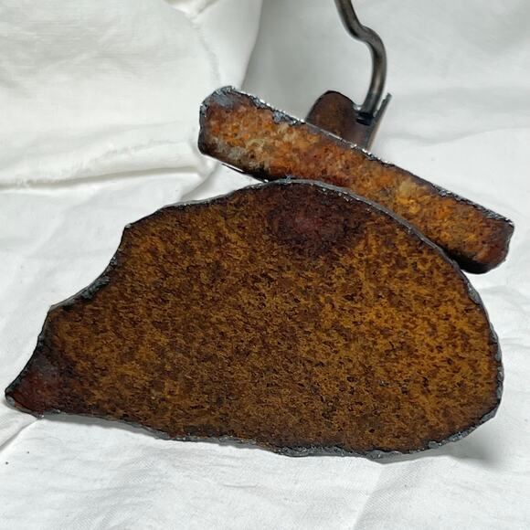 Vintage 70s Handmade Rusty Iron Buzzard Business Card Holder Desktop Gift - Picture 8 of 11